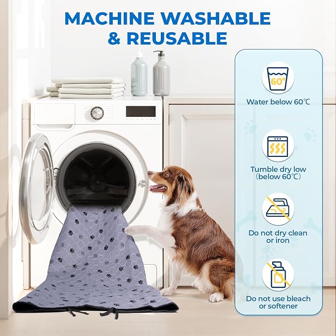 Fostanfly Washable Pee Pads for Dogs, Ultra-Absorbent, 2 Pack 36"x41" Gray | Leak-Proof, Waterproof, Non-Slip, Large Reusable Pee Pads for Puppy Potty Training, Crate and Playpen with 8 Tie Straps - Image 4