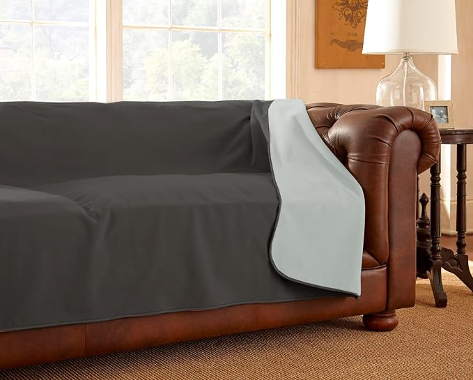 Mambe 100% Waterproof Furniture Cover for Dogs & Cats, Incontinence Protector for Bed Sofa Couch Recliner, Soft Washable Microfleece Blanket, 70x90, Slate-Mist by Mambe
