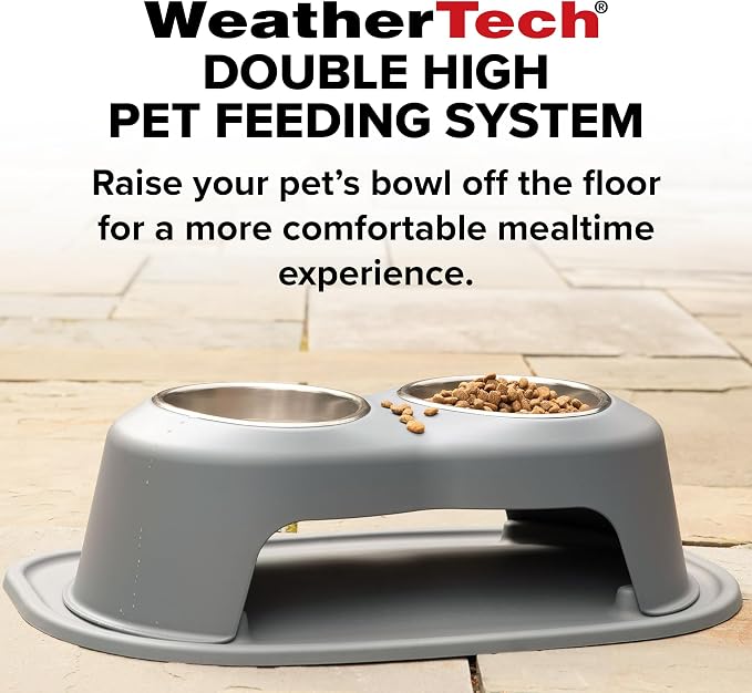 WeatherTech Double High Pet Feeding System w/Plastic Dog/Cat Bowls - 8" High Stand Dark Grey (PDHC3208DGDG) - Image 4