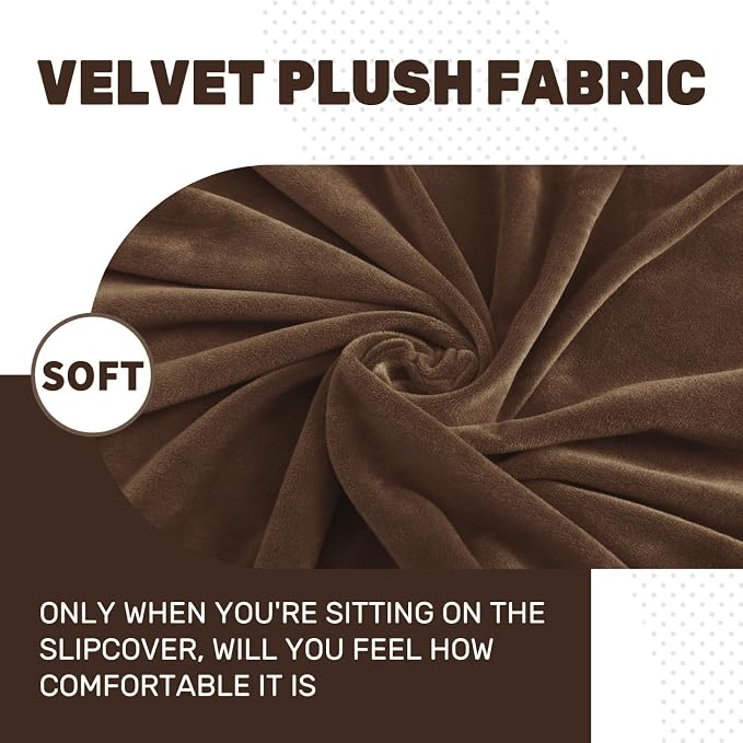 MAXIJIN Velvet Stretch Cushion Covers Fitted Couch Cushion Slipcovers Sofa Seat Cushion Covers for Individual Cushions with Elastic Bottom (3 Piece Sofa Seat Slipcovers, Dark Coffee) - Image 3