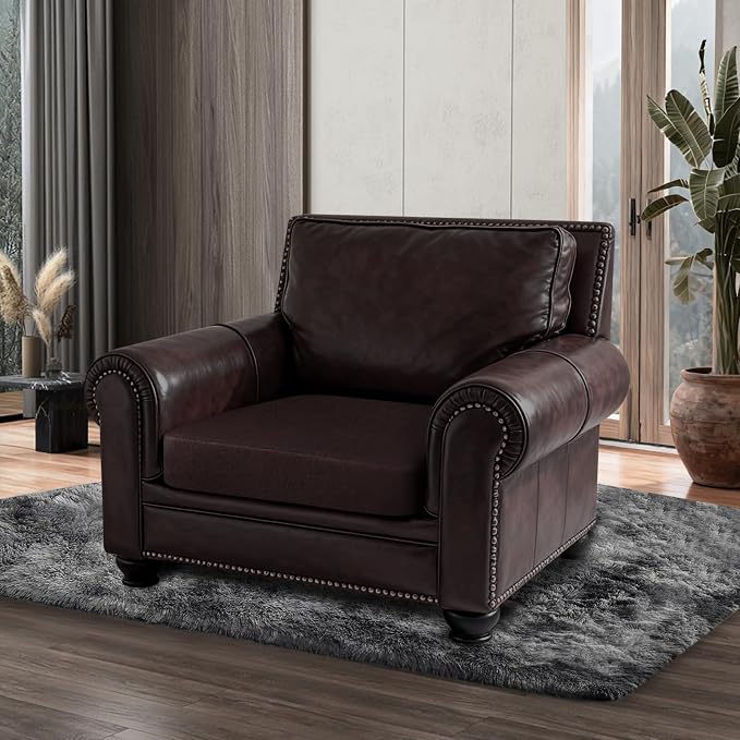 ANARACHON Leather Look Couch Cushion Covers Sofa Seat Slipcovers Sets Couches Furniture Protector for Sectional Armchair Loveseat Pets Kids Stretch Spandex Fabric (1 Cushion Armchair, Chocolate) - Image 7