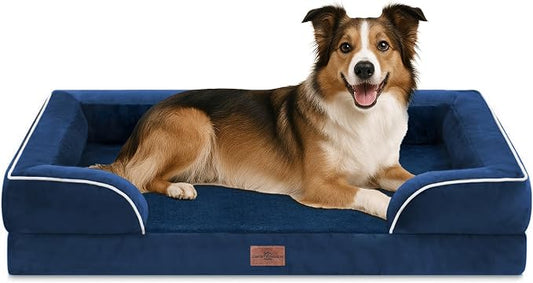 Comfort Expression Orthopedic Dog Beds for Large Sized Dog with Bolster | Waterproof Dog Couch Bed with Washable Cover & Non-Slip Bottom, Supportive Egg Crate Foam Large Pet Bed, 38x25 Inch by ComfortExpression