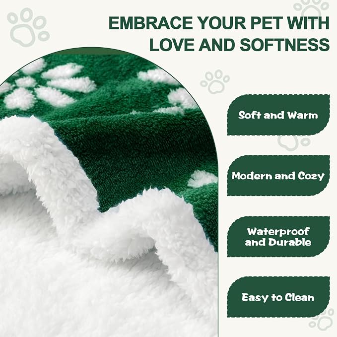Cute Waterproof Blanket for Dog Cat or Adult, 60"x80", Green | 3D Textured Flower Pet Blanket for Bed Couch Sofa, Soft Liquid Pee Proof Pet Furniture Protector - Image 3