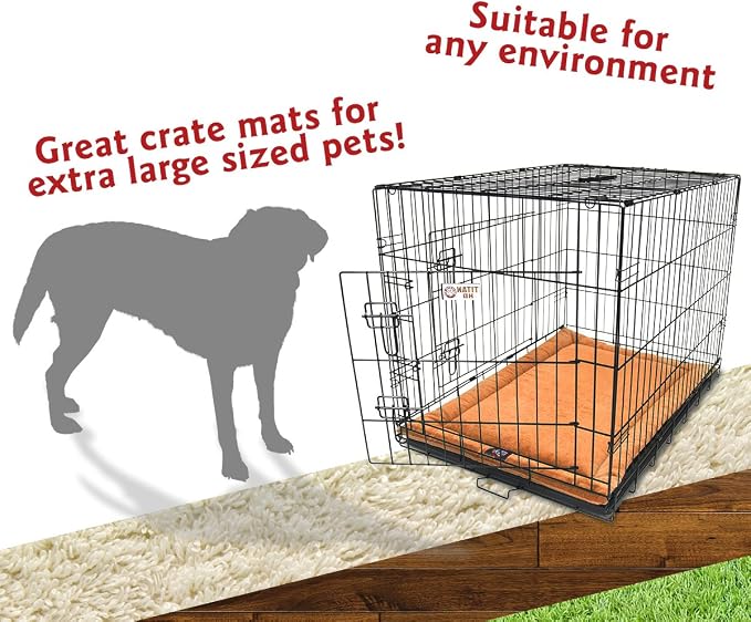 Majestic Pet Dog Crate Mat - Machine Washable Soft Plush Pet Bed Pad for Crates & Kennels | USA Crafted | 48"x30" Villa Orange - Image 4