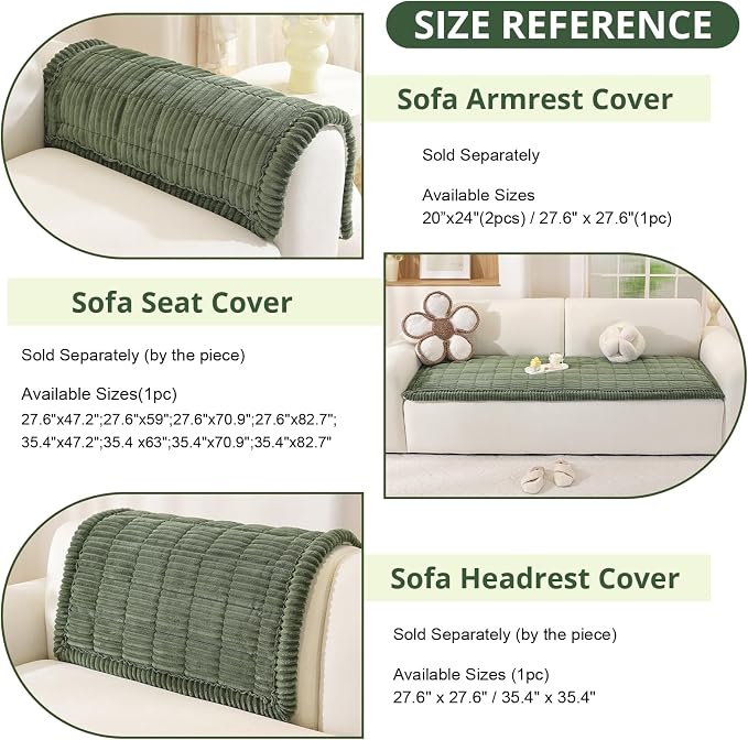 OstepDecor Couch Cover for Dogs, Washable Non Slip Sofa Cover for Pets, Soft Couch Covers for Sofa, Loveseat and Sectional, Furniture Protector Against Pet Hair & Scratches (27.6" x 59", Moss Green) - Image 3
