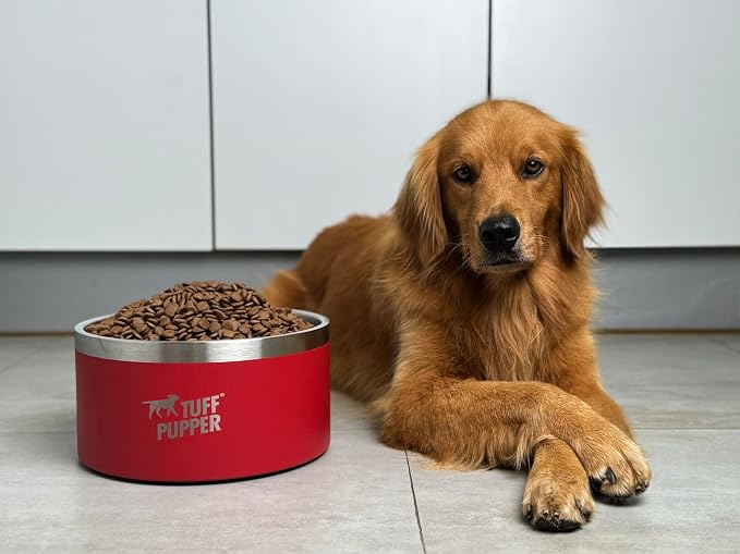 Tuff Pupper Heavy Duty Insulated Dog Bowl | Double Wall Stainless Steel Dog Food Dish | Non-Slip Spill Proof Dishwasher Safe Cat Bowl | Water Dish for Feeding Large Medium Small Pets (188oz, Red) - Image 2