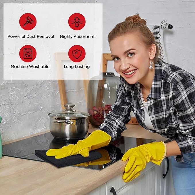AIDEA Microfiber Cleaning Cloth 12 Pack, Microfiber Towels for Cars, Soft & Absorbent Cleaning Rags, Premium Lint Free Shop Towels for House, Kitchen, Car, 12inx16in - Image 4