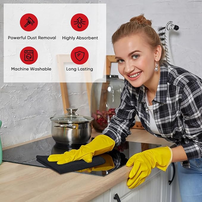 AIDEA Microfiber Cleaning Cloth 12 Pack, Microfiber Towels for Cars, Soft & Absorbent Cleaning Rags, Premium Lint Free Shop Towels for House, Kitchen, Car, 12inx16in - Image 4