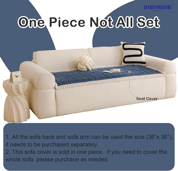 HANDONTIME Pet Couch Cover Fuzzy Sofa Covers for Pets, Couch Covers for Dogs, Washable Dog Sofa Cover Protector, Jacquard Fuzzy Non Slip Cushion Slipcover Pet Friendly (Navy, 27.6" x 70.9") - Image 4