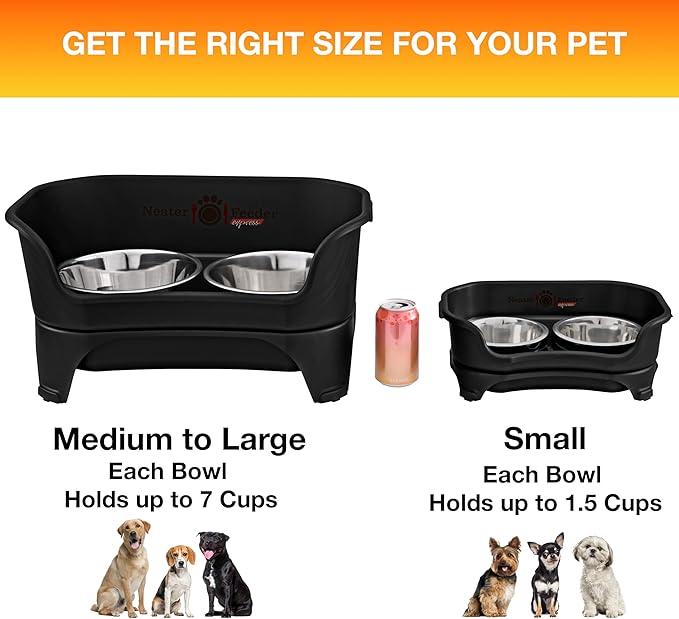 Neater Feeder Express Mess Proof Dog Bowls Elevated for Small Breeds Under 15 Lb, Made in USA, No Spill Raised Dog Food Bowl Stand, Stainless Steel Food and Water Bowl Set, Feeding Station, Black - Image 4