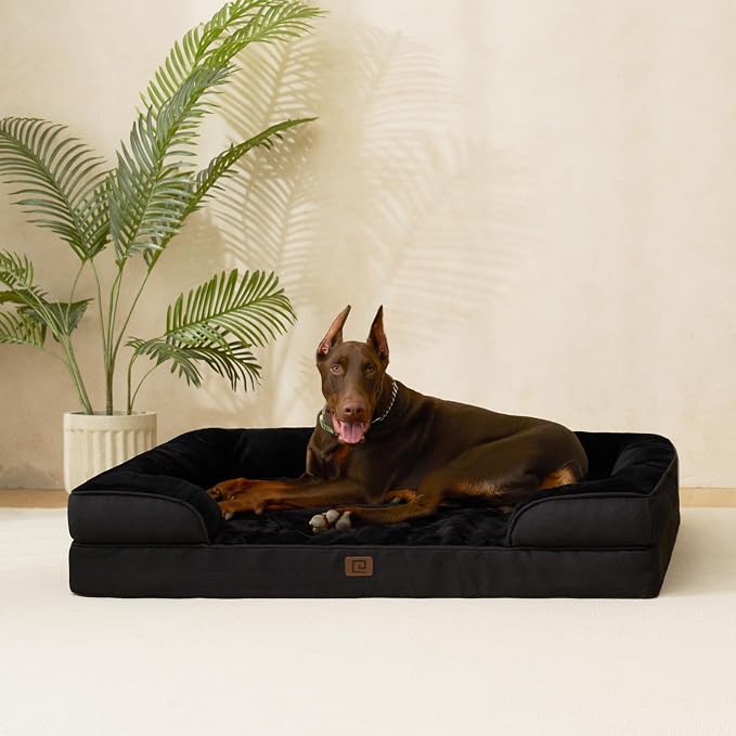 EHEYCIGA Orthopedic XXL Dog Bed, Waterproof Washable XL Big Pet Bed 48" | Non-Slip Bottom and Egg-Crate Memory Foam Extra Large Pet Couch Bed with Washable Removable Cover, Black - Image 8