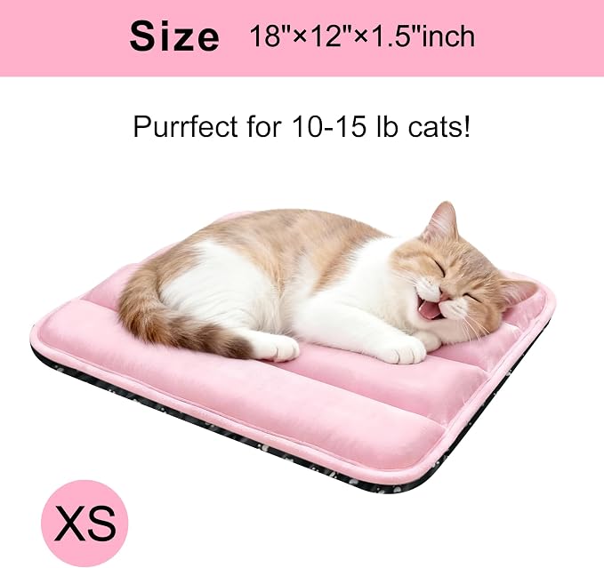 Dog Bed Mat, Reversible Dog Crate Pad with Washable Kennel Mat and Soft Foam, Flat Pet Bed for Dogs & Cats, for Crates Carriers & Travel (Pink, 18" L*12" W*1.5" Th) - Image 3