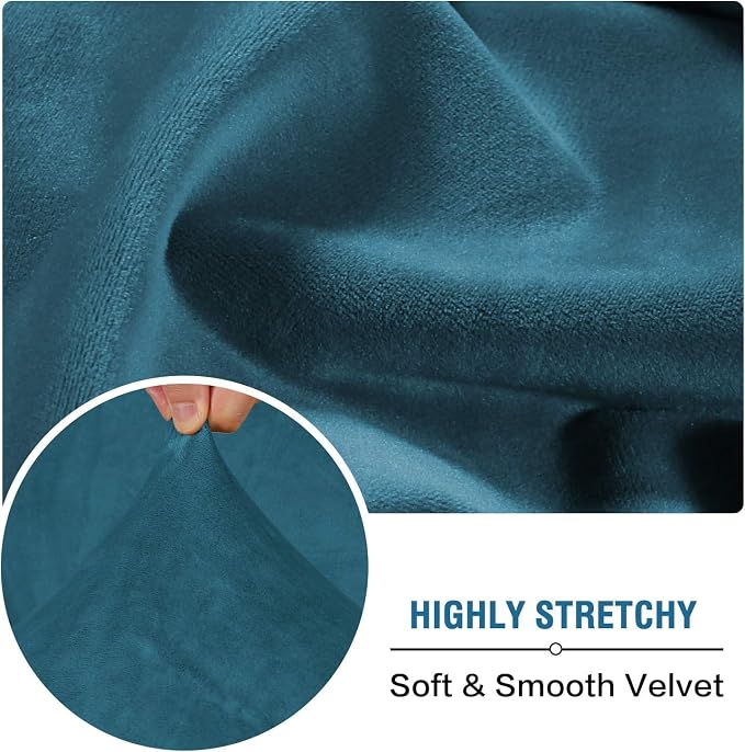H.VERSAILTEX Velvet Stretch Couch Cushion Cover Plush Cushion Slipcover for Chair Loveseat Sofa Cushion Furniture Protector Seat Cushion Sofa Cover (3 Piece XL Sofa Cushion Covers, Deep Teal) - Image 5