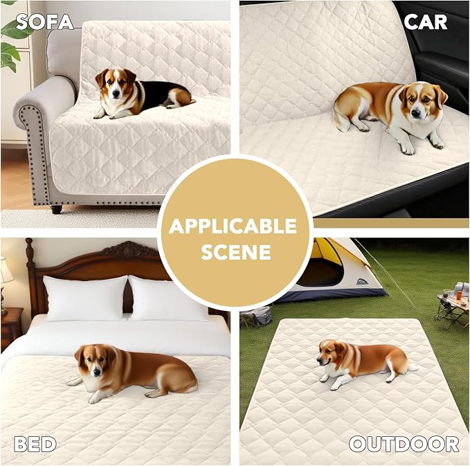 H.VERSAILTEX Couch Cover Chenille Pet Fuzzy Sofa Covers for 3 Cushion Couch and Bed Anti Slip Washable Sofa Slipcovers Soft Couch Protector Cover for Dogs Cats Kids(68" x 82", Ivory) - Image 4