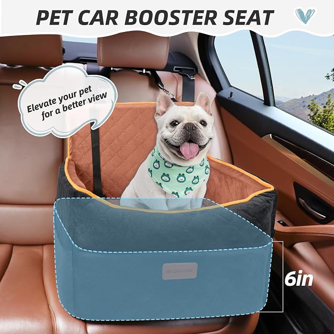 HEGGCOOE Small Dog Car Seat, Memory Foam Dog Booster Seats with Thick Cushion for Medium Dogs Under 35lbs, Detachable Washable Pet Car Seat Travel Bed with Storage Pockets,2 Safety Belts - Image 2