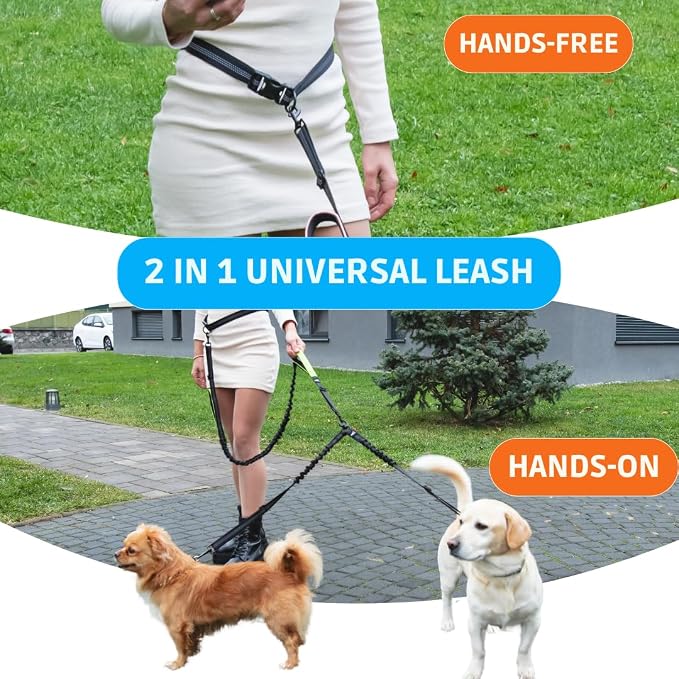 SparklyPets - Hands Free Double Dog Leash - Dual Dog Leash for 2 Small Dogs - with Padded Handles, Reflective Stitches - No Pull, Tangle Free, for Walking, Hiking, Canicross - for Small Dogs - Image 7