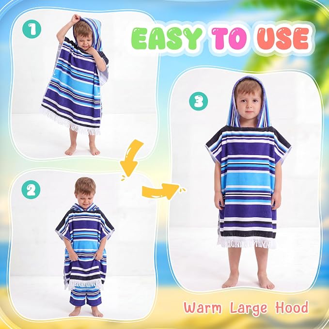 Oudain 6 Pcs Kids Hooded Towel Kids Bath Towels with Hood Microfiber Baby Pool Beach Towel for Boy Girls Toddler (Multicolor Style) - Image 5