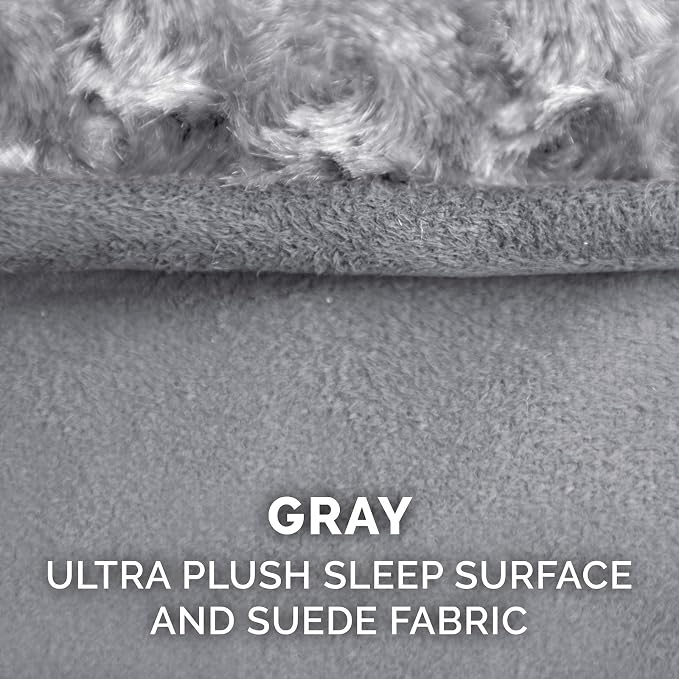 Furhaven Replacement Dog Bed Cover Ultra Plush Faux Fur & Suede Contour Luxe Lounger, Machine Washable - Gray, Large - Image 4