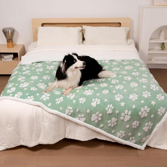 Waterproof Blanket for Dog Cat or Adult, Cute 3D Textured Paw Dog Blanket for Bed Couch Sofa, Soft Liquid Pee Proof Pet Furniture Protector, 60"x80", Green by Yaning