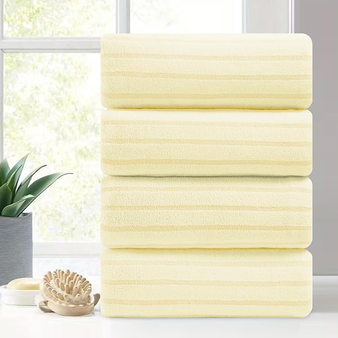 Mistyrose Bath Towels,4 Pack 35"x70" Large Bath Towels Microfiber Absorbent XL Bath Sheets Super Soft Towel for Bathroom Quick Dry Oversized Shower Towels for Family Hotel Spa Gym(Cream by Mistyrose