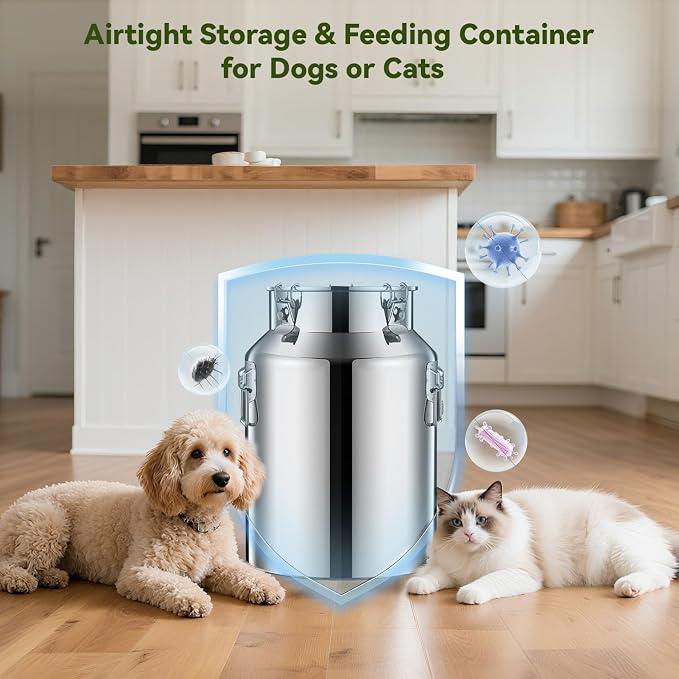 Newget 16lb Stainless Steel Dog Food Storage Container, Metal Pet Storage Container with Airtight Hangable Lid to Keep Food Fresh, Large Cat Food Storage Container with Scoop to Easily Clean - Image 4