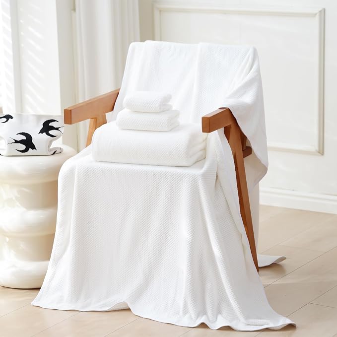 40x80 Inches Bath Sheets Towels for Adults Oversized Bath Towels Extra Large Luxury Super Soft Absorbent Quick Dry Microfiber (White, 2PCS) - Image 3