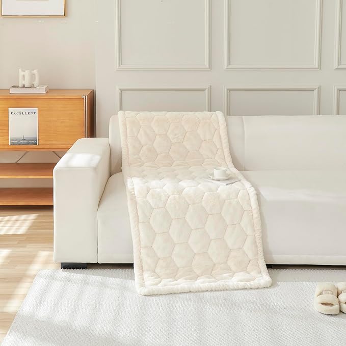 GKXLH New Thick Sofa Cover Washable - Soft Flannel Universal Sofa Covers 2 3 4 Seater, Non-Slip Couch Cover, Couch Seat Covers Sofa Slipcovers Furniture Protector for Living Room (Beige White, 70x180) - Image 7