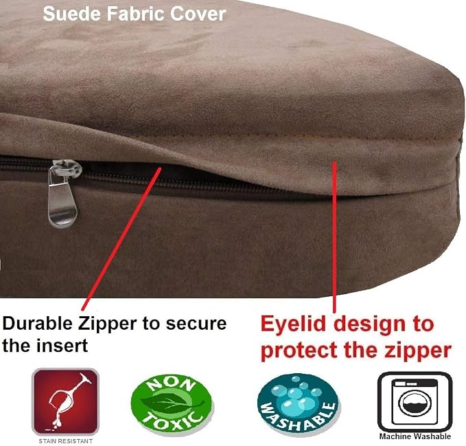 Dogbed4less Memory Foam Dog Bed for Medium Large Dogs with Orthopedic Comfort, Waterproof Liner and Brown Washable Pet Bed Cover 40X35 Pillow - Image 3