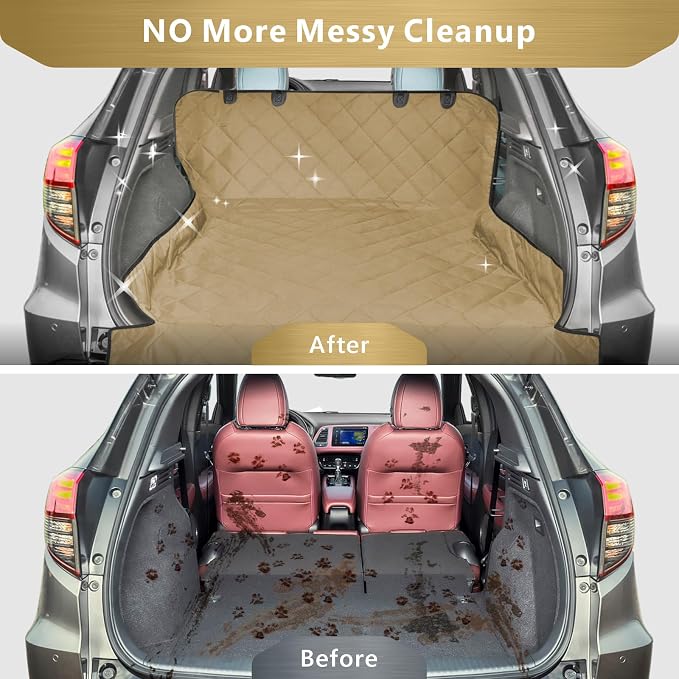 F-color SUV Cargo Liner for Dogs - Heavy Duty Cargo Cover for Mid-Size SUVs | Water Resistant, Bumper Flap, Non-Slip Mat, Car Trunk Dog Car Seat Cover Prevents Scratches Pet Hair Mud Dirt for Sedans Vans - Image 3