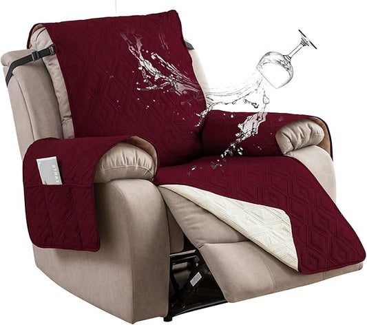 Genina Waterproof Recliner Chair Covers with Arms Recliner Sofa Cover for Living Room, Reclining Chair with Pocket, Washable Sofa Chair Cover Furniture Protectors Covers for Dog Pets by Genina