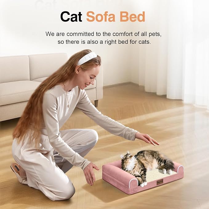 NANUYA Orthopedic Dog Bed for Small Dogs, 20 x 14 Inch, Pink | Egg crate foam for joint support, 3-sided bolster pet sofa, waterproof lining, washable cover, and non-skid base - Image 3