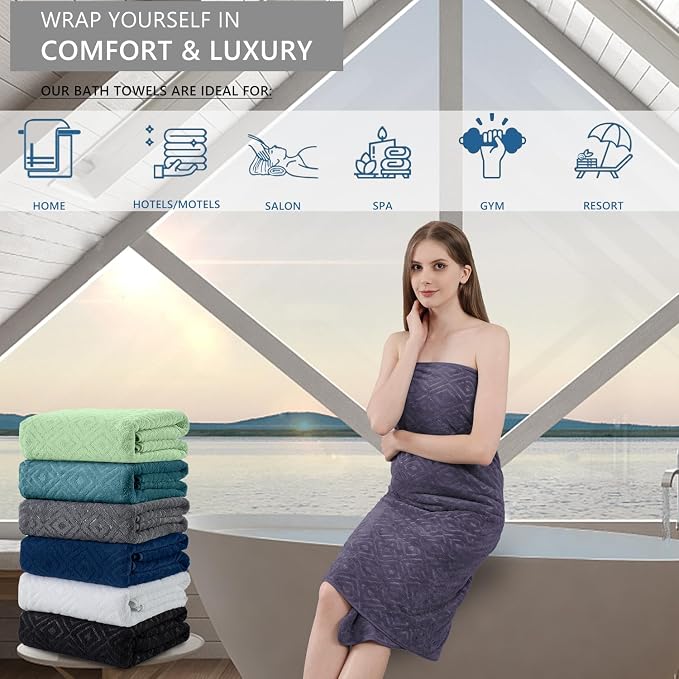 Bath Towel Set of 4 Extra Large Bath Sheet 35"x70" Oversized Bath Towel Soft Microfiber Bathroom Towel for Adults Highly Absorbent Quick Dry Towel Set for Bathroom,Hotel,Shower Bath Sheet Towel Plum - Image 4