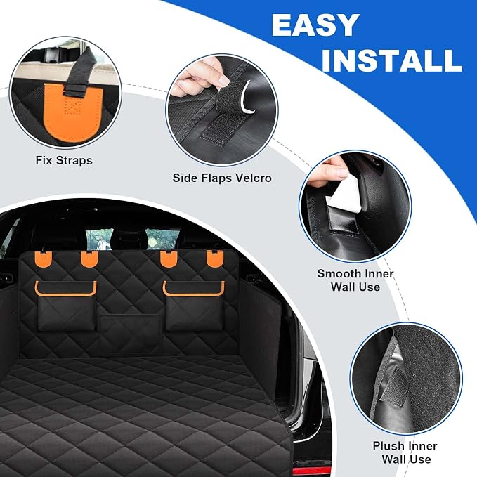 4-in-1 SUV Cargo Liner for Dogs, Non-Slip Water Resistant Pet Trunk Mat with Side Flaps Protector & Back Seat Organizer, Dog Backseat Cover for SUVs Vans - Image 4