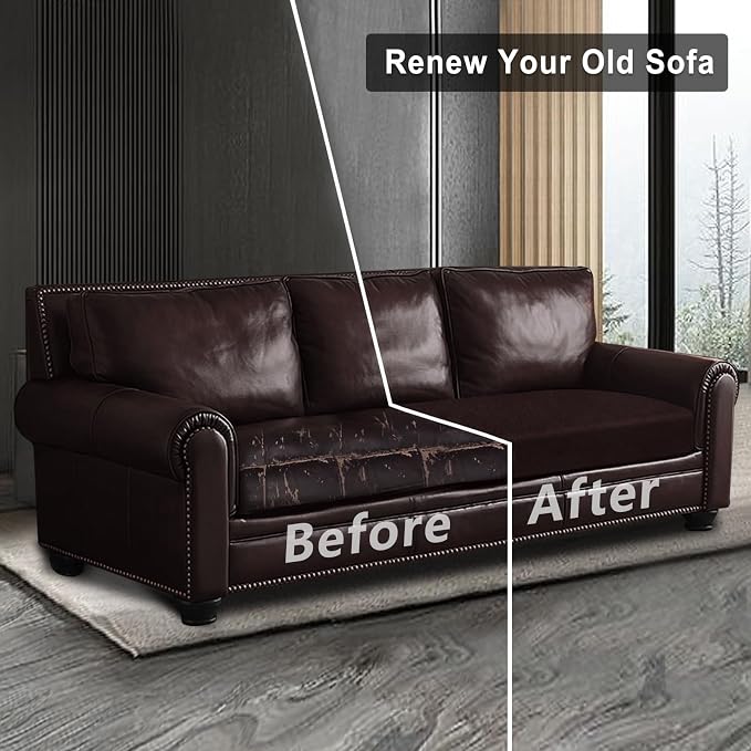 ANARACHON Leather Look Couch Cushion Covers Sofa Seat Slipcovers Sets Couches Furniture Protector for Sectional Armchair Loveseat Pets Kids Stretch Spandex Fabric (1 Cushion XL Sofa, Chocolate) - Image 7