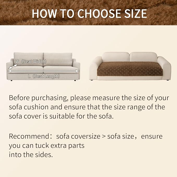 Waterproof Dog Bed Cover Non Slip Couch Cover for Dogs Washable Soft Faux Fur Sofa Cover Couch Covers for 3 Cushion Couch Sofa Pet Friendly (Brown, 34x94.5（1pc）) - Image 7