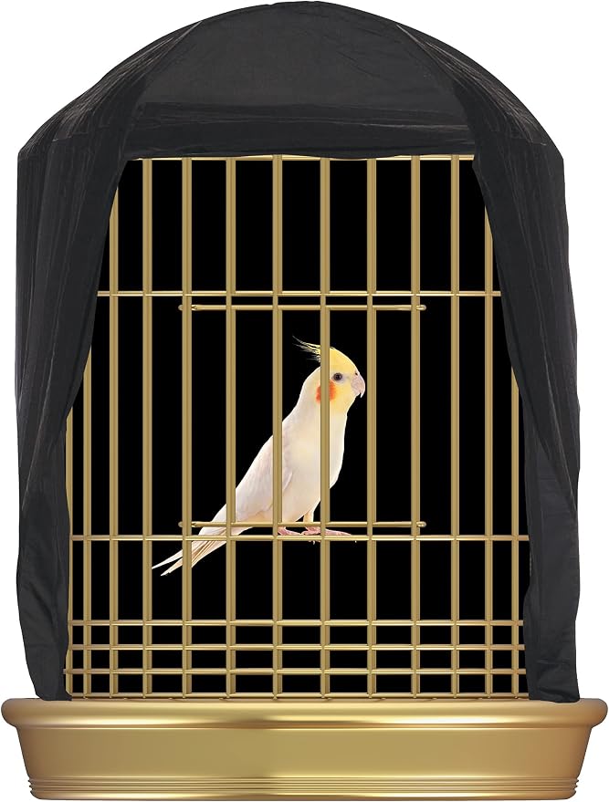 Penn-Plax Bird-Life Universal Fit Birdcage Cover – Machine Washable & Breathable Fabric – Black Color – Large Size - Image 2
