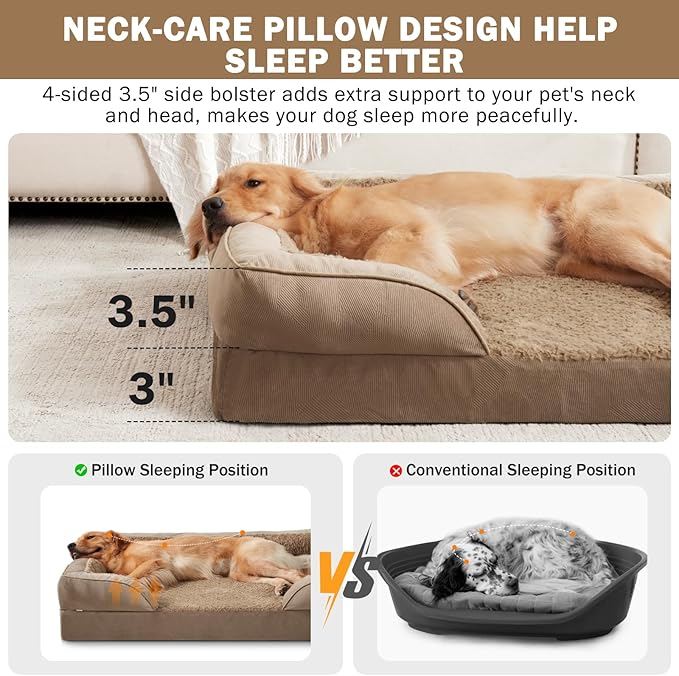 INVENHO Orthopedic Medium Dog Beds for Medium Dogs, Waterproof, Egg-Crate Foam Dog Couch Bed with Washable Removable Cover, Waterproof Lining and Nonskid Bottom - Image 5