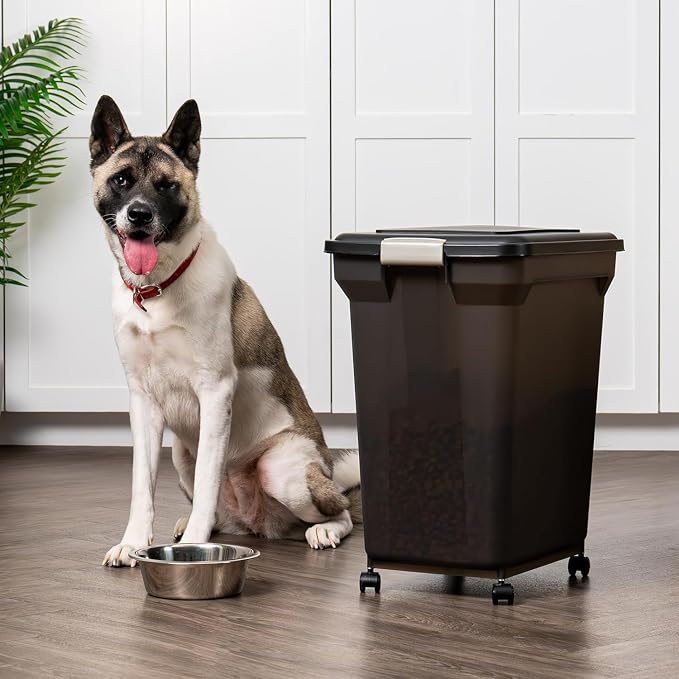 IRIS USA Dog Food Storage Container 58 Lb, Airtight Large Pet Food Storage Bin with Wheels, for Dog Cat Bird Chicken Food, Holds Up to 58 lbs, Keep Fresh, BPA Free, Made in USA, Black - Image 11