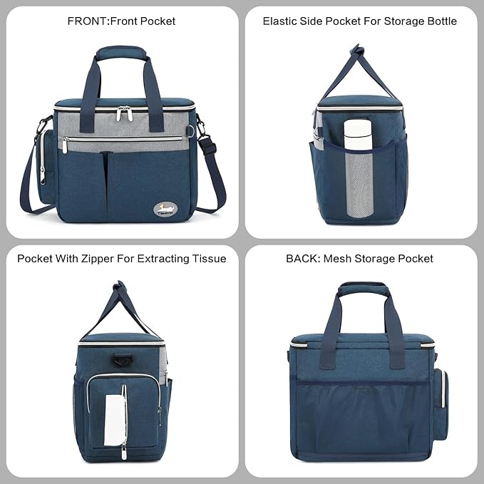 Dog Travel Bag for Pet Kit for Supplies with 2 Food Storage Containers 2 Collapsible Bowls 1 Feeding Mat 1 Dog Treat Pouch 7-Piece Set Perfect Road Trips Camping Weekend (Navy Blue) - Image 4