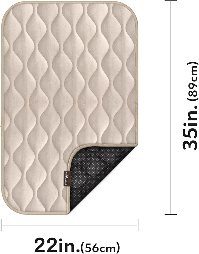 Paw Inspired Washable Padded Crate Mats for Dogs, Beige, 35x22 Inch | Fits 36-inch Kennels, Leakproof, Waterproof Bottom, Plush Dog Pad, Pet Bed - Image 2