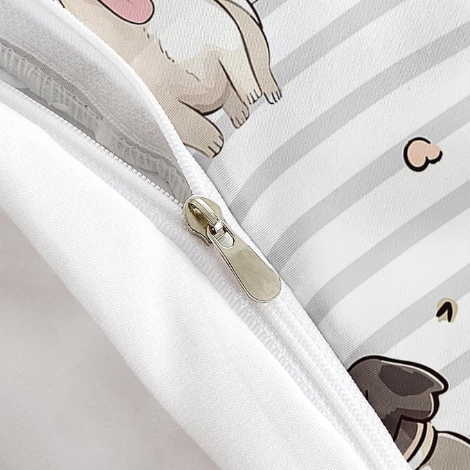 AILONEN Kawaii Puppy Duvet Cover King Size, Cute Dog Animal Bedding Set for Kids Girls Boys,Cartoon Puppy Pug Comforter Cover,1 Quilt Cover 2 Pillowcases,3 PCS - Image 5
