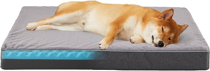 WATANIYA PET Cooling Dog Beds for Large Dogs, 35-Inch Dog Crate Bed | Gel Memory Foam for Joint Relief, Plush Removable Washable Cover, Waterproof Liner, for Pets Up to 50 lbs by WATANIYAPET