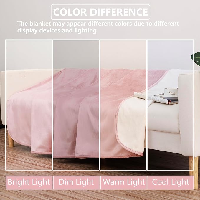 Waterproof Blanket for Dogs - Reversible Furniture Protector | TPU Leak-Proof Liner, Soft Velvet & Flannel Pet Throw, Machine Washable, For Couch and Bed, 82" x 120", Pink/Cream - Image 5