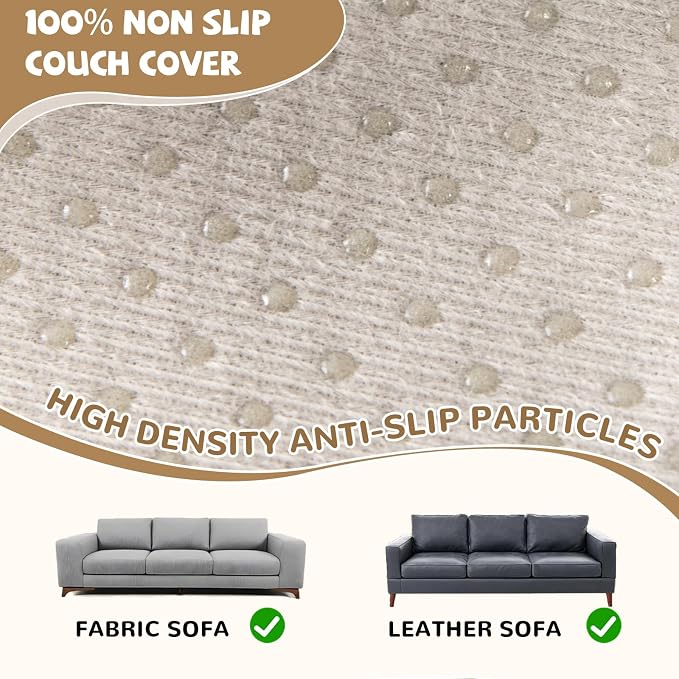 Waterproof Non-Slip Couch Cover for Pets & Dogs, Khaki 71" x 150" | Pet Sofa Cover, Washable, Pet Friendly, Anti Cat Scratch, Furniture Protector, for 3 Cushion Couch Sectional L Shaped Sofa - Image 5
