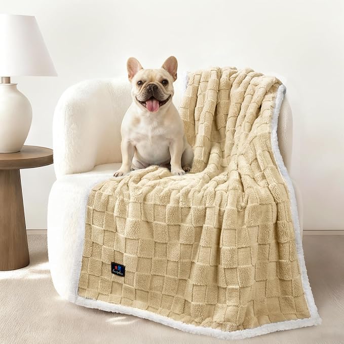 Luciphia Waterproof Dog Blanket, Reversible Fleece & Sherpa, Couch Cover | Soft plush fluffy, washable, puppy, cat, dog bed, crate, car seat, sofa, throw, furniture protector,Yellow,Medium(57" x 40") by luciphia