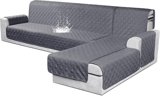 VANSOFY Sectional Couch Covers 100% Waterproof L Shaped Sofa Slipcover 3pcs Reversible Chaise Lounge Cover for Sectional Sofa Furniture Protector Cover for Pets Dog Cat(X-Large, Dark Gray) by VANSOFYFURNITURECOVERS