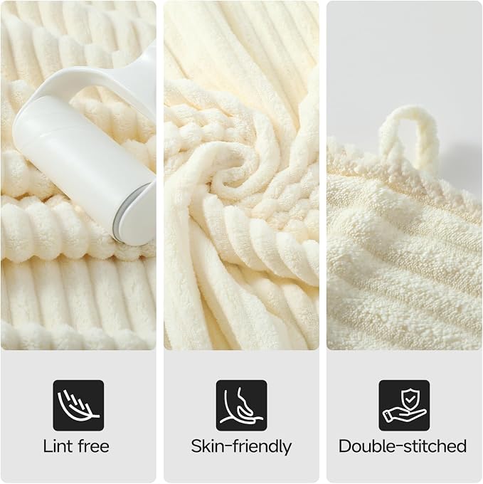 REDKISS Cream Microfiber Bath Towels Set 8 Piece - 70x35 Inches Bathroom Towels of 8 Large, Oversized Bath Towel with 2 Hair Towel Wrap, Highly Absorbent Soft Shower Towels for Bathroom, Hotel, Gym - Image 6