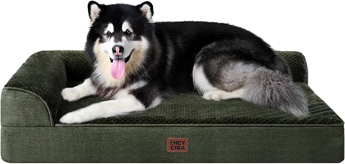 EHEYCIGA XXL Dog Bed Memory Foam, Orthopedic Giant Dog Bed Jumbo with Washable Removable Cover, Waterproof Pet Sofa Couch with Nonskid Bottom, 48x35x7.5, Dark Green by EHEYCIGA