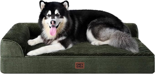 EHEYCIGA XXL Dog Bed Memory Foam, Orthopedic Giant Dog Bed Jumbo with Washable Removable Cover, Waterproof Pet Sofa Couch with Nonskid Bottom, 48x35x7.5, Dark Green by EHEYCIGA