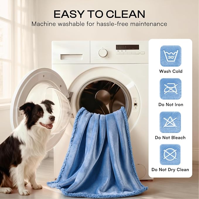 Luciphia Waterproof Pet Blanket, Liquid Pee Proof Dog Blanket for Sofa Bed Couch, Reversible Sherpa Fleece Furniture Protector Cover for Small Medium Large Dogs Cats, Navy Blue X-Large（85" x 57"） - Image 8